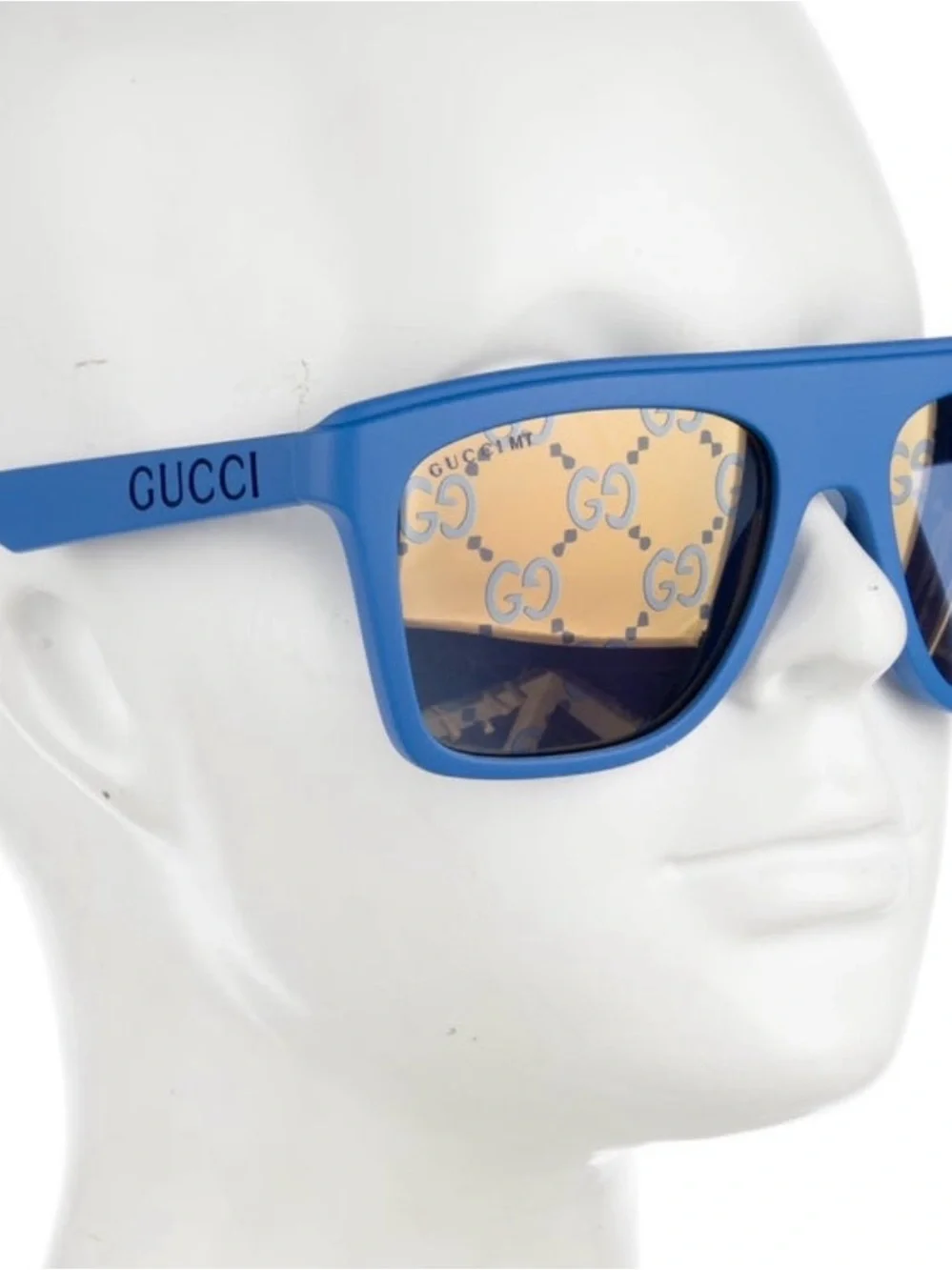 New Gucci Rectangular Sunglasses - Mirrored Lenses with Case